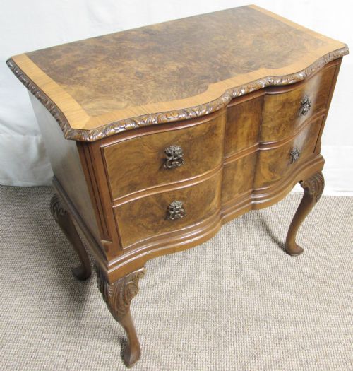 Burr Walnut Serpentine Lowboy