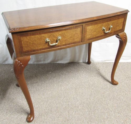 Burr Walnut 2 Drawer Side Table