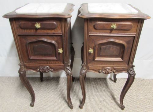 Pair French Walnut Bedside Cupboards