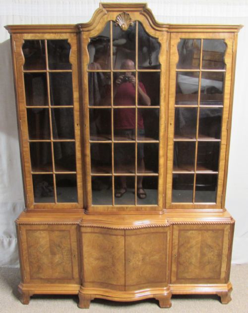 Superb Burr Walnut Library Bookcase
