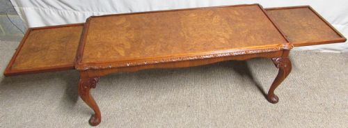 Quality Burr Walnut Coffee Table with End Slides