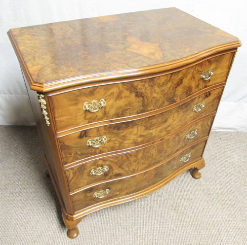 Burr Walnut Serpentine Chest of Drawers