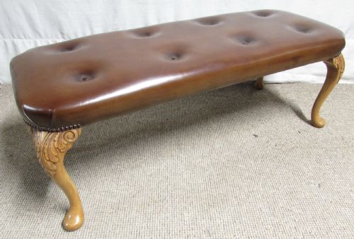 Walnut Leather Duet Stool