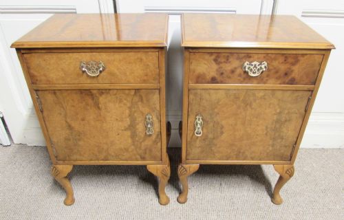 Pair Burr Walnut Bedside Cupboards