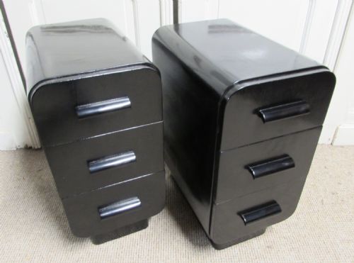 Art Deco Ebonised Bedside Drawers