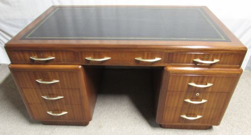 Art Deco Walnut Pedestal Desk