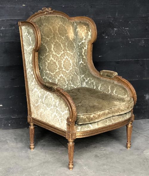 French Louis Xvi Gilt Wood Arm Chair