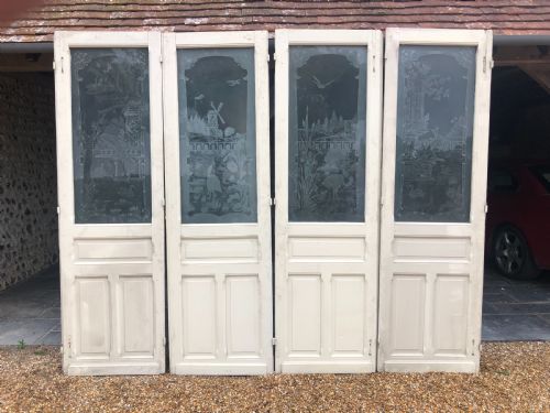 Set 4 French Etched Glass Chateau Doors