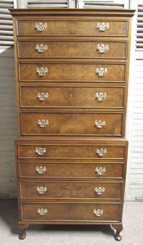 Burr Walnut Chest on Chest