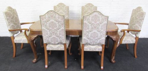 fig 1. Burr Walnut Queen Anne Dining Suite