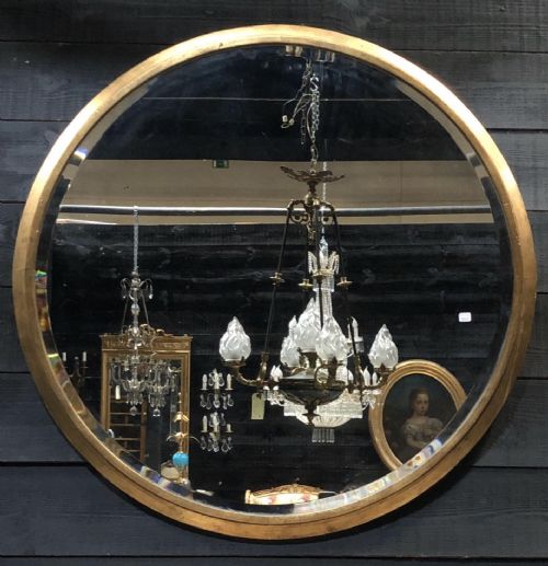 Huge Art Deco Gilt Round Mirror
