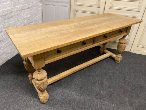 Long Bleached Oak Console Table