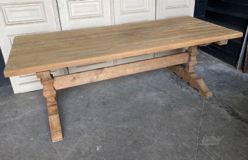 French Bleached Oak Farmhouse Dining Table