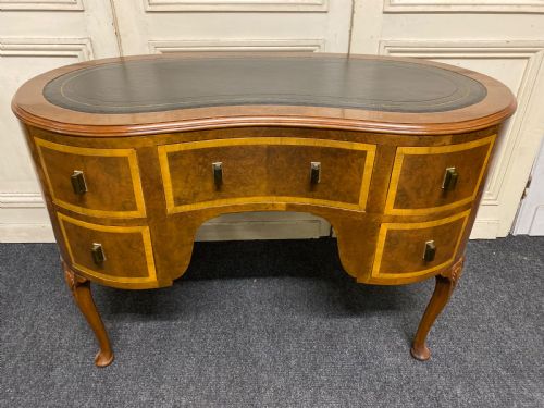 Burr Walnut Kidney Desk