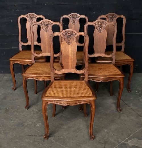 Set 6 French Oak Dining Chairs