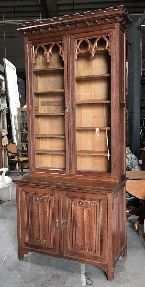French Oak Gothic Bookcase