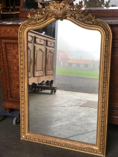 Large 19th C French Louis Philippe Gilt Mirror