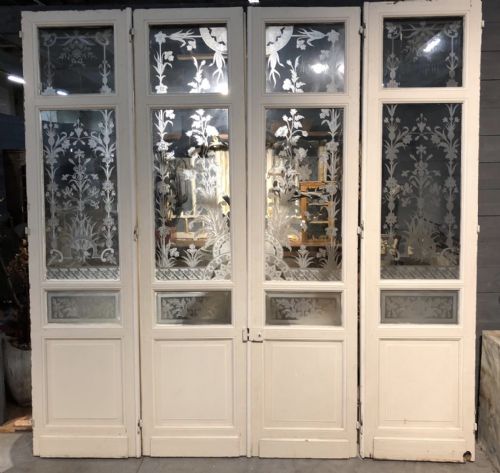 Set 4 Etched Glass Chateau Doors