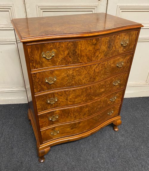 Burr Walnut Serpentine Chest of Drawers