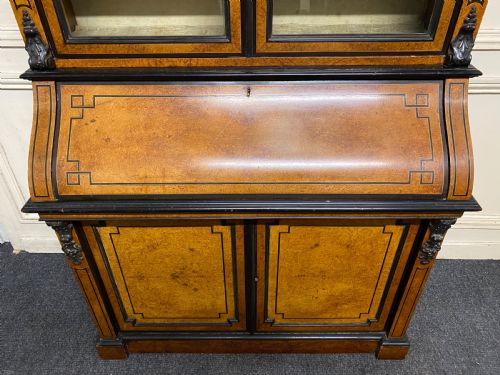 fig 1. Very Fine Italian Amboyna Bureau Bookcase