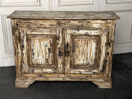 French Original Scraped Paint Cabinet
