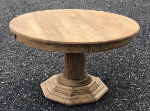 French Round Bleached Oak Dining Table