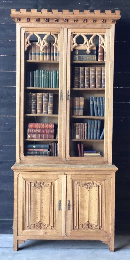 Gothic Oak 2 Door Bookcase