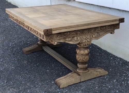 Large French Bleached Oak Farmhouse Table