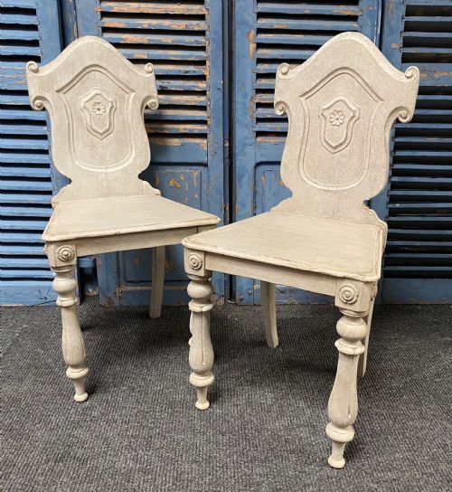 Pair 19th C Hall Chairs