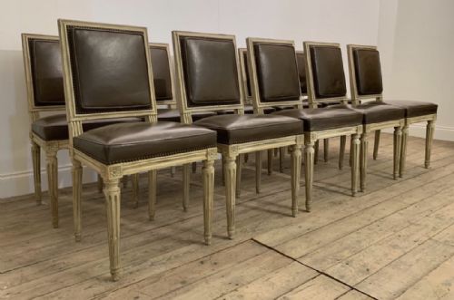 Rare Set of 10 French Dining Chairs