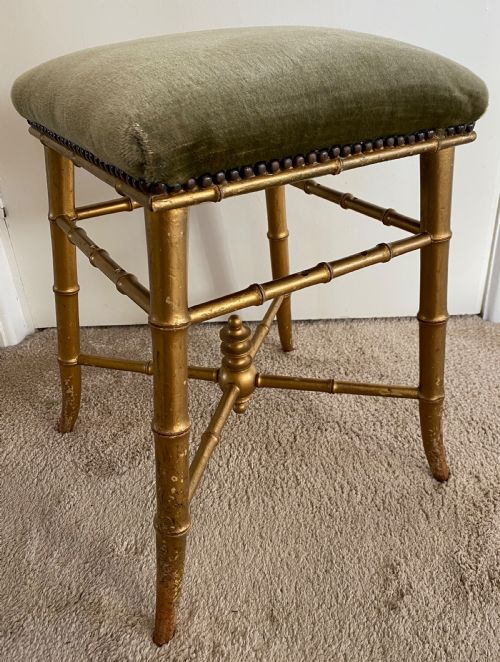 French Gilt Faux Bamboo Stool