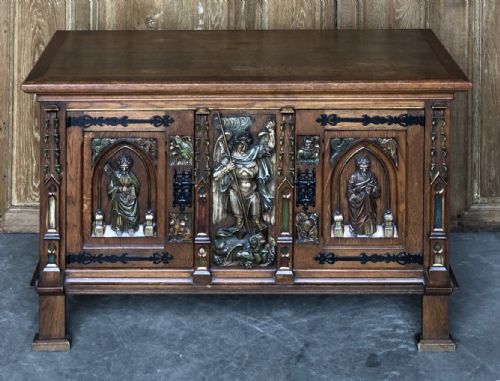 French Gothic Oak Cabinet