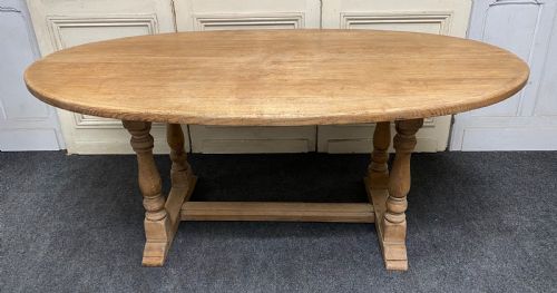 Oval Bleached Oak Farmhouse Dining Table