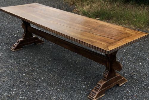 Long French Solid Walnut Farmhouse Dining Table