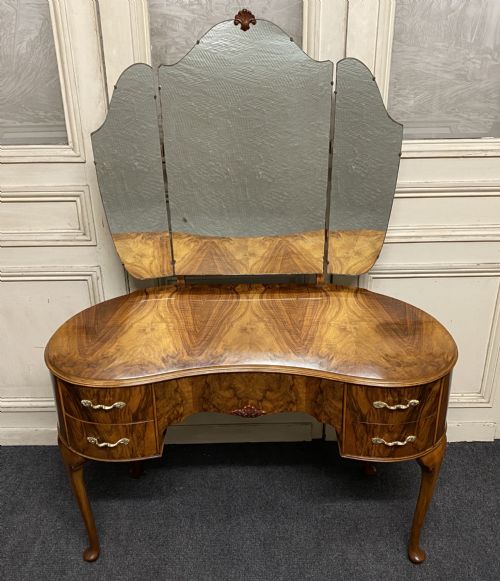 Burr Walnut Kidney Dressing Table