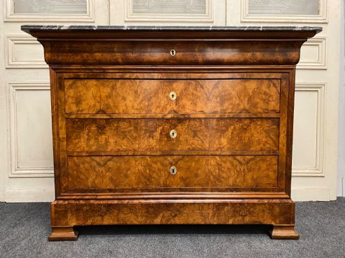 Fine Walnut French Marble Top Chest