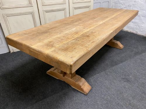 Large French Bleached Oak Farmhouse Dining Table