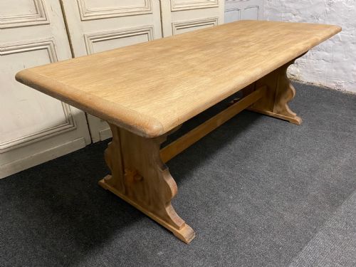 French Bleached Oak Trestle Farmhouse Table