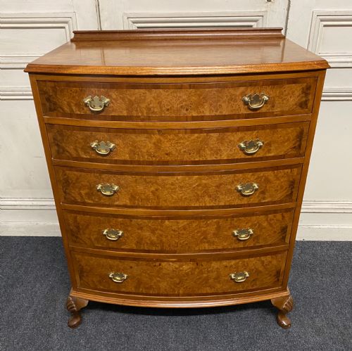 Burr Walnut 5 Drawer Chest