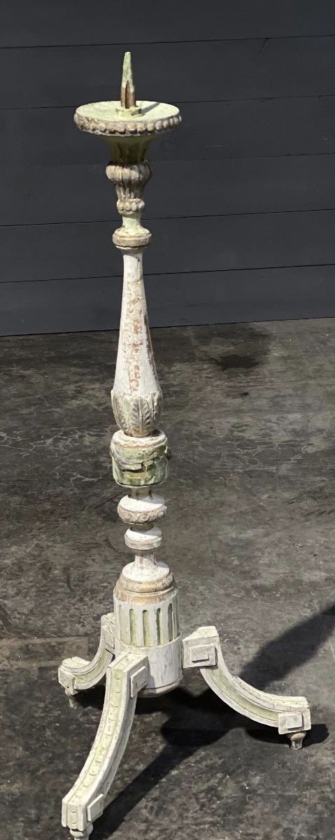 French Original Paint Church Candlestick