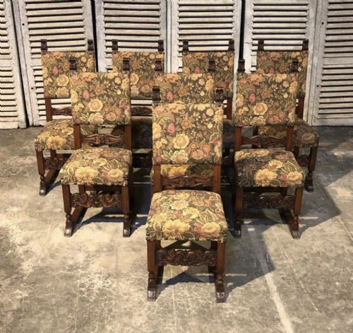 Set 8 French Oak Dining Chairs