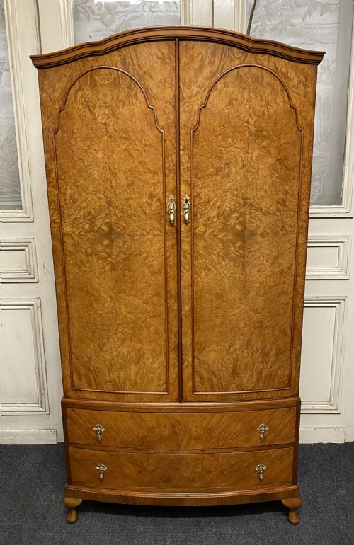 Burr Walnut Bow Front Wardrobe