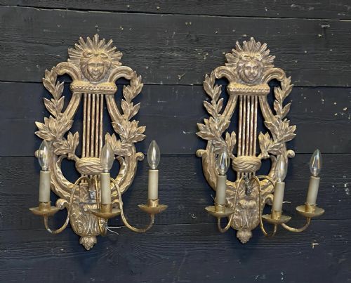 Large Pair French Gilt Wall Lights