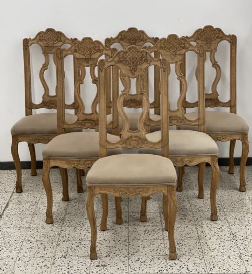 Set 6 French Oak Farmhouse Dining Chairs