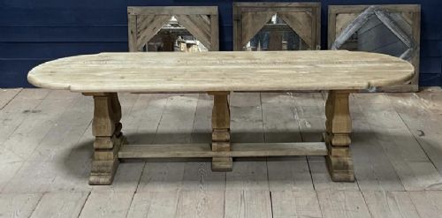 Huge French Bleached Oak Monastery Dining Table