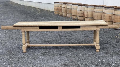 fig 1. Large Oak Rustic Kitchen Dining Table with Extensions