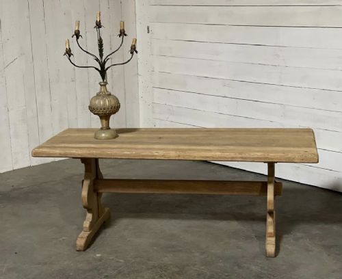 French Oak Trestle Farmhouse Dining Table