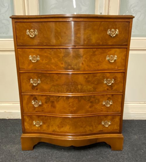 Burr Walnut Serpentine Chest of Drawers