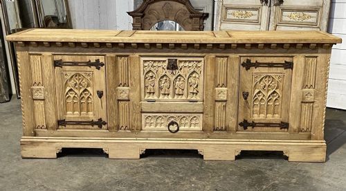 Large French Gothic Oak Sideboard