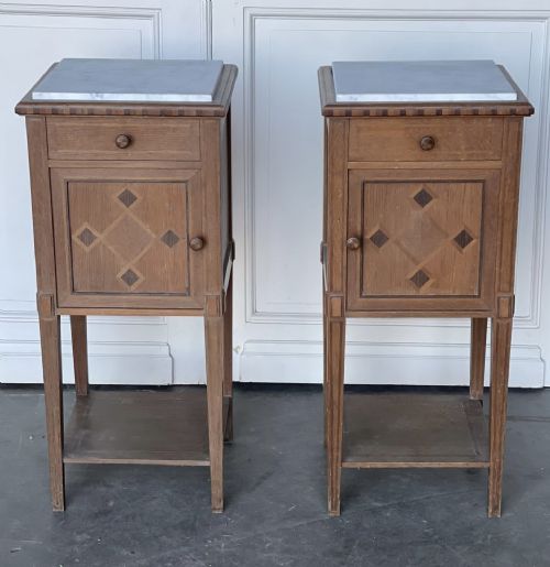 Pair French Oak Bedside Cupboards